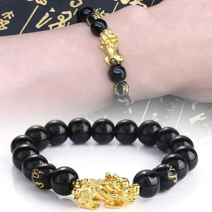 Feng Shui Black Obsidian Wealth Bracelet - Unisex Protective Jewelry