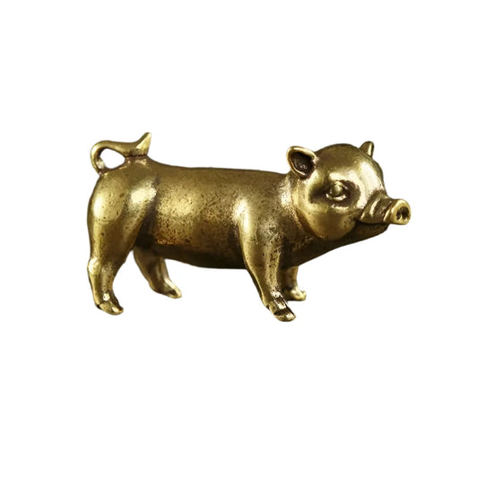 Brass Pig Figurine - Charming Chinese Zodiac Decoration