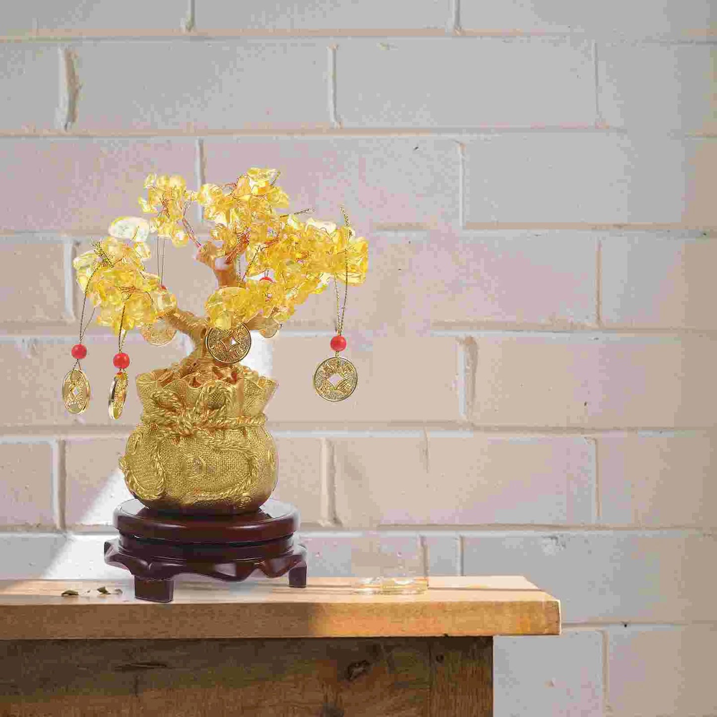 Crystal Money Tree in Money Bag - Feng Shui Wealth Ornament