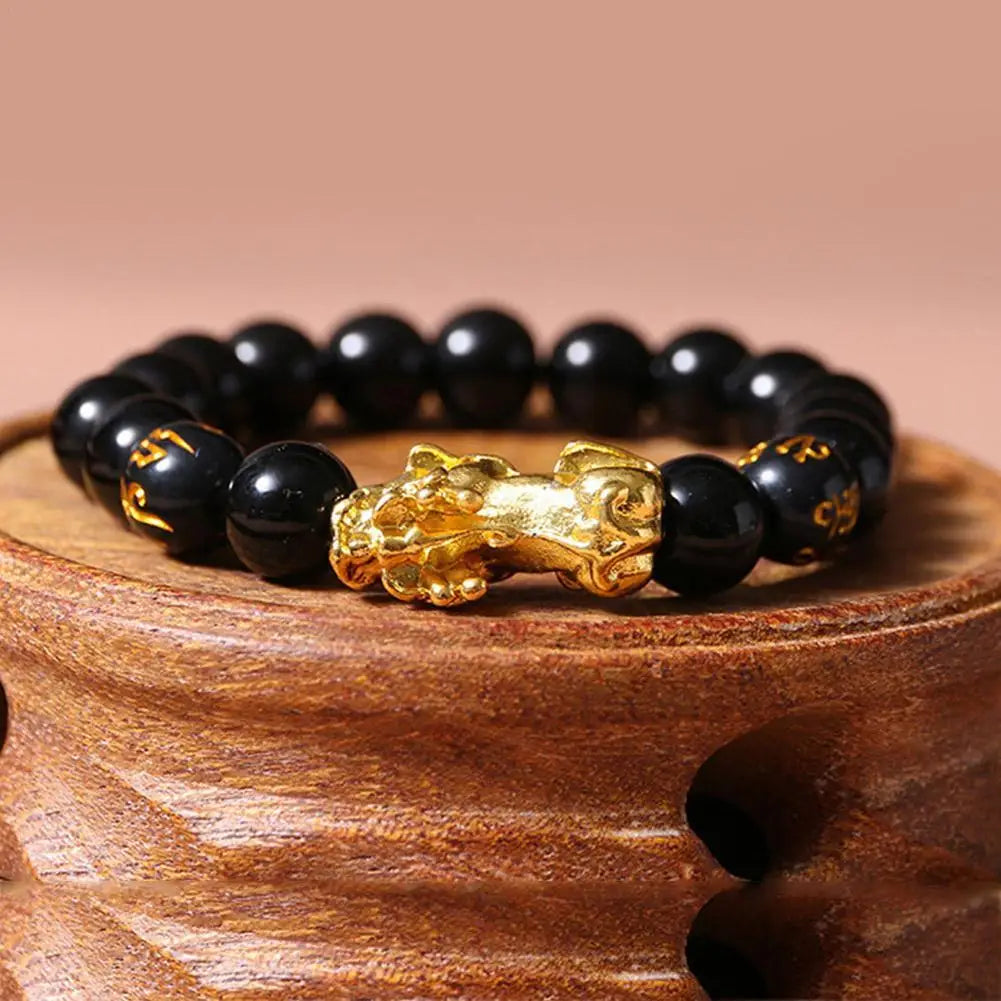 Feng Shui Black Obsidian Wealth Bracelet - Unisex Protective Jewelry