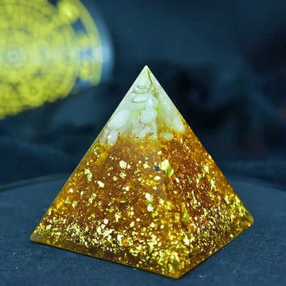 Nature Orgonite Pyramid with Gabriel Maripura Chakra and Citrine – Creativity and Balance Enhancer