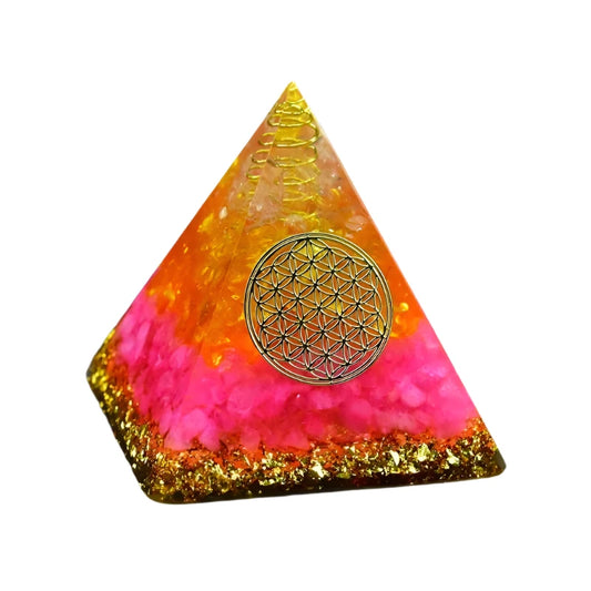 Orgonite Energy Pyramid with Rose Quartz and Citrine