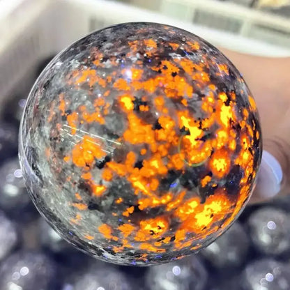 Natural Yooperlite Crystal Ball – Flame Stone for Healing, Meditation, and Spiritual Growth