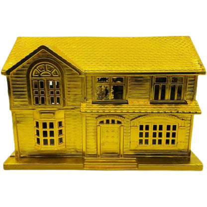 Burning Gold Paper Sacrificial Articles – Set of Two Decorative Paper Villas for Ancestral Ceremonies