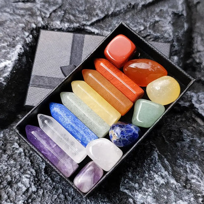 Natural Stone Crystal Gemstone Chakra Set – Holistic Wellness and Meditation