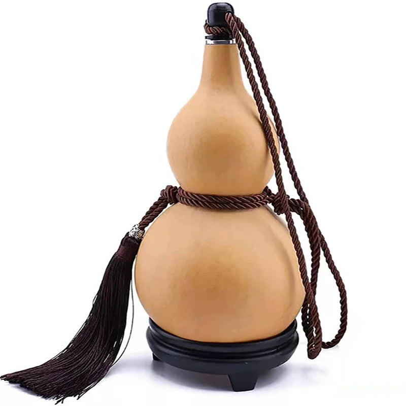 Natural Gourd Wu lou Home Decor Wall Ornaments Crafts Dried Gourd Water Bottle with Lid Hollow Calabash Desk Decor Drinks Holder