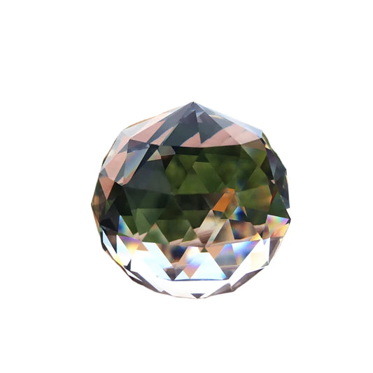 Crystal One-Side Flat Ball Faceted Shiny Sphere – Rainbow Collector for Photography Prop & Home Decoration