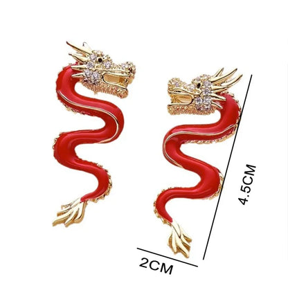 Red Dragon Earrings - Chinese Zodiac Fashion Accessory