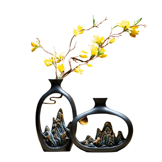 Creativity Japanese Style Feng Shui Wealth Vase Office Living Room Desktop Decoration Vases for Home Decor Accessories Art Gift