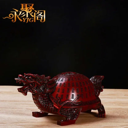 Golden Dragon Turtle Toad Figurine - Feng Shui Wealth Sculpture for Home Decor