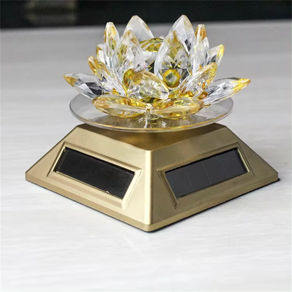 Feng Shui Crystal Glass Lotus Flower – Solar Energy 360 Rotating Home Decor