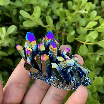 Rare Titanium Coated Quartz Crystal Cluster – Vibrant Home Decor &amp; Healing Tool