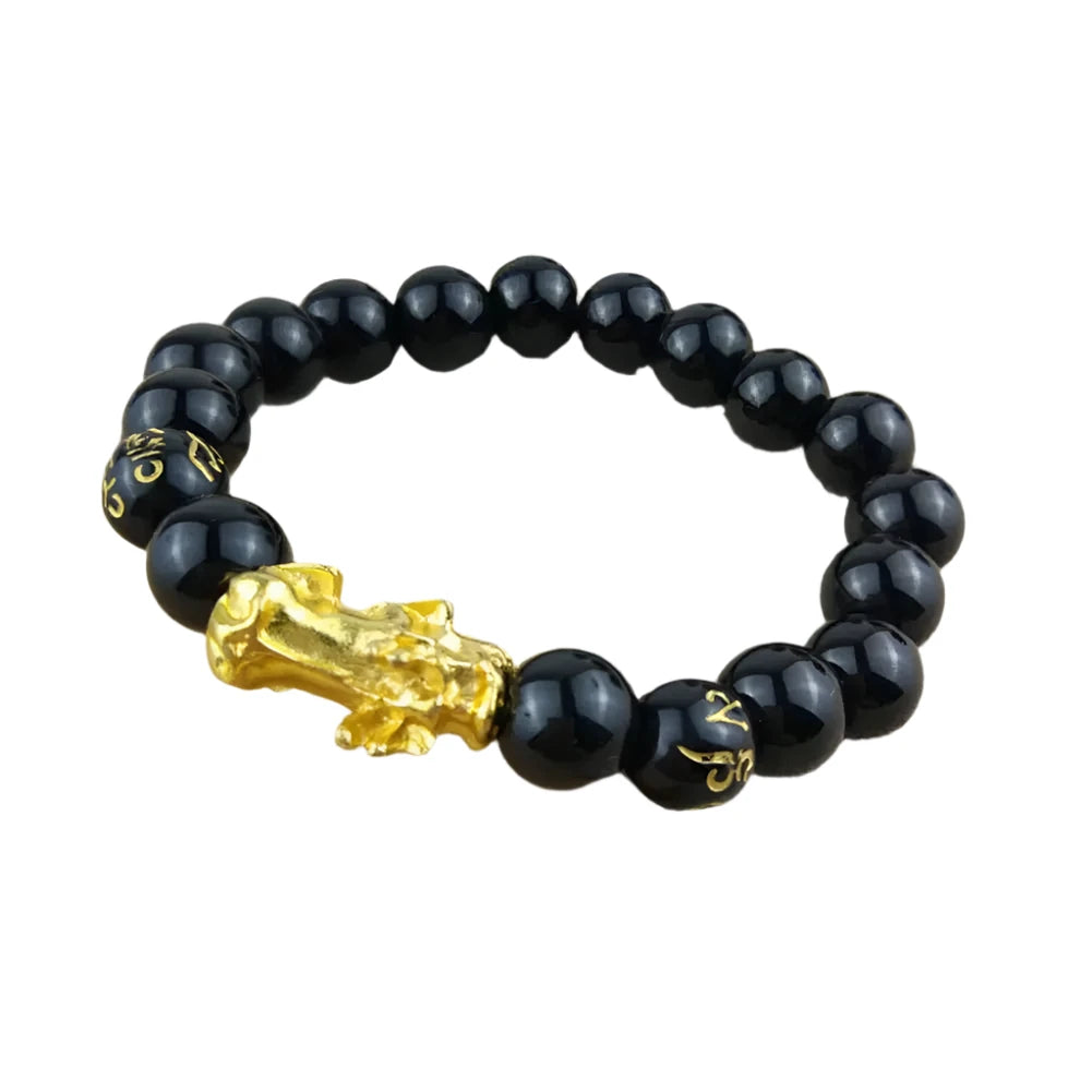 Feng Shui Black Obsidian Wealth Bracelet - Unisex Protective Jewelry