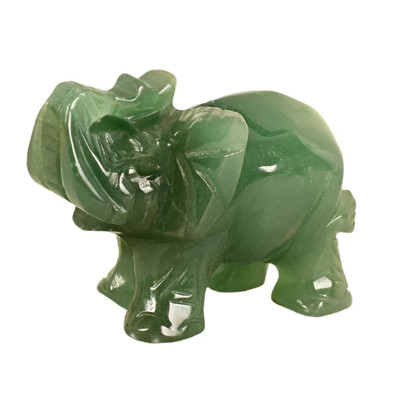 Lucky Elephant Green Aventurine Jade Stone Feng Shui Statue – Symbol of Strength & Prosperity