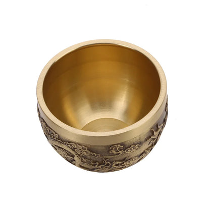 Dragon and Phoenix Brass Copper Treasure Bowl - Attract Wealth and Good Luck