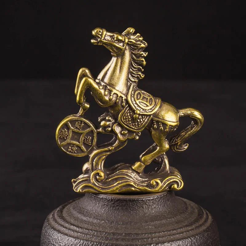 Brass Horse Step on Coins – Lucky Feng Shui Statue for Prosperity and Success