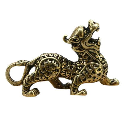 Antique Copper Chinese Mythical Beast Pixiu Miniature Figurines Ornaments Brass Lucky Animal Qi Lin Desktop Decorations