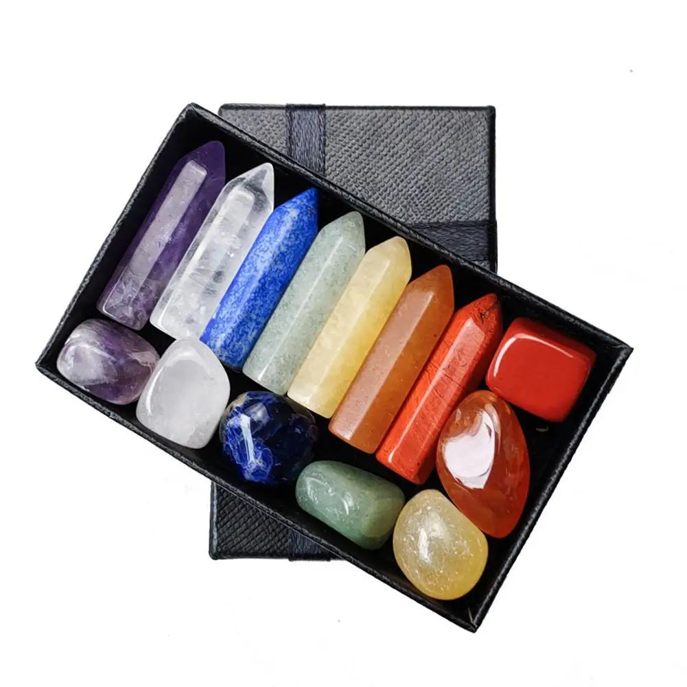 Natural Stone Crystal Gemstone Chakra Set – Holistic Wellness and Meditation