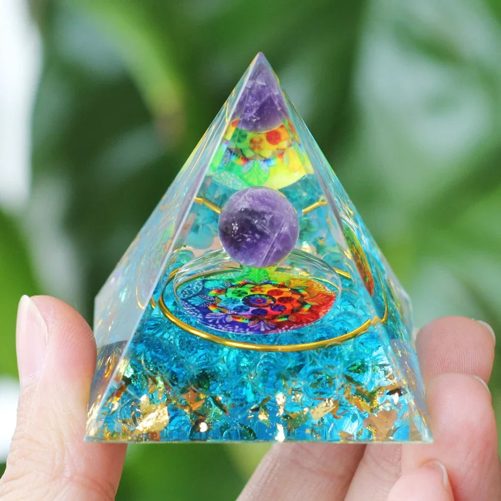 Energy Generator Orgone Pyramid – Healing & Protection Crystal Decor