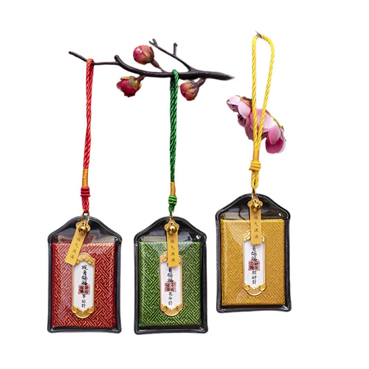 Feng Shui Buddha Card Pendant - Multicolor Brocade Cloth Amulet for Good Fortune