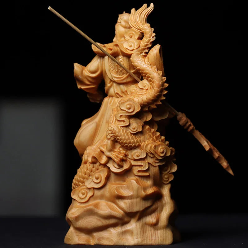 Kowloon Guan Gong Solid Wood Carving - Exquisite Home Decor