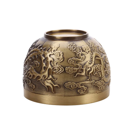 Dragon and Phoenix Brass Copper Treasure Bowl - Attract Wealth and Good Luck