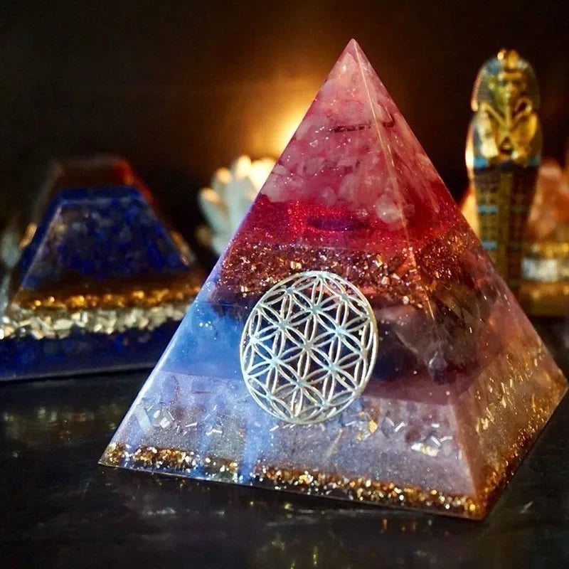 Orgon Energy Pyramid with Amethyst & Flower of Life – Emotional Balance and Spiritual Healing