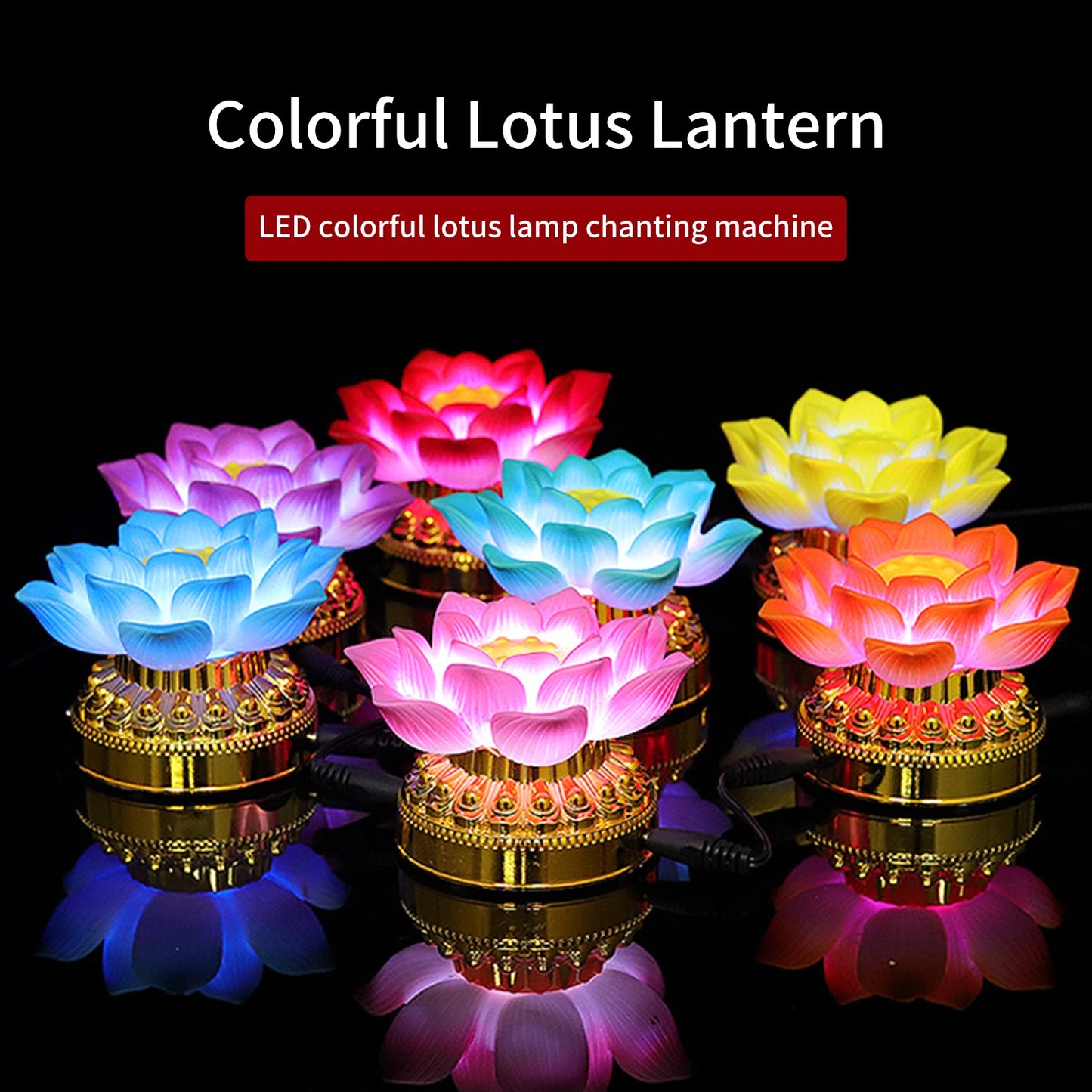 Colorful Lotus Lamp LED Buddha