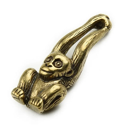 Vintage Brass Long-Arm Monkey Keychain Pendant