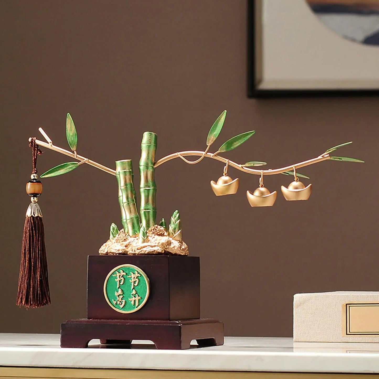 Creative Resin Bamboo Ornament – Feng Shui Symbol of Prosperity and Success for Home Decor and Gifting