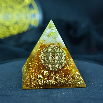 Nature Orgonite Pyramid with Gabriel Maripura Chakra and Citrine – Creativity and Balance Enhancer