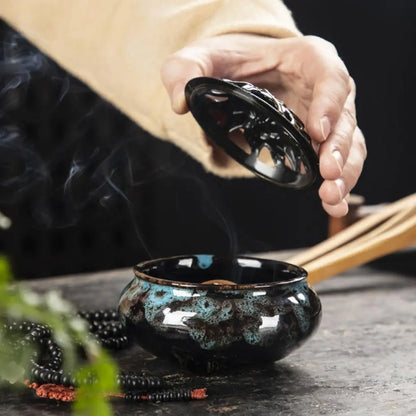 Incense Burner with Lid – Hollow Top, Slow Smoke