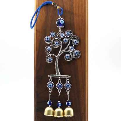 Devil Eye Blue Wind Chimes - Tree of Life Tassel Bell for Home and Garden Decor