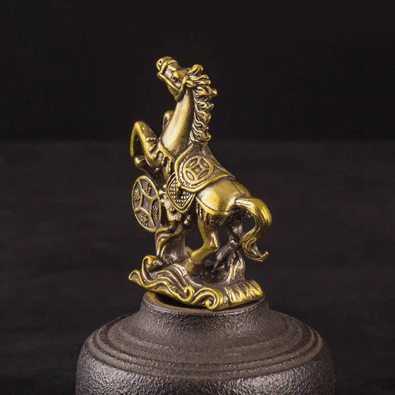 Brass Horse Step on Coins – Lucky Feng Shui Statue for Prosperity and Success