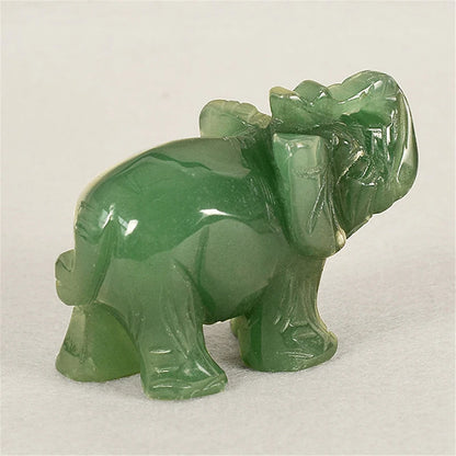 Lucky Elephant Green Aventurine Jade Stone Feng Shui Statue – Symbol of Strength & Prosperity