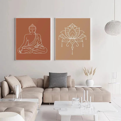 Mandala Buddha Lotus Abstract Wall Art Print – Canvas Painting for Tranquil Spaces