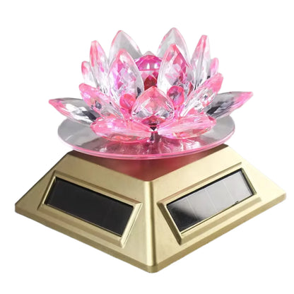 Feng Shui Crystal Glass Lotus Flower – Solar Energy 360 Rotating Home Decor