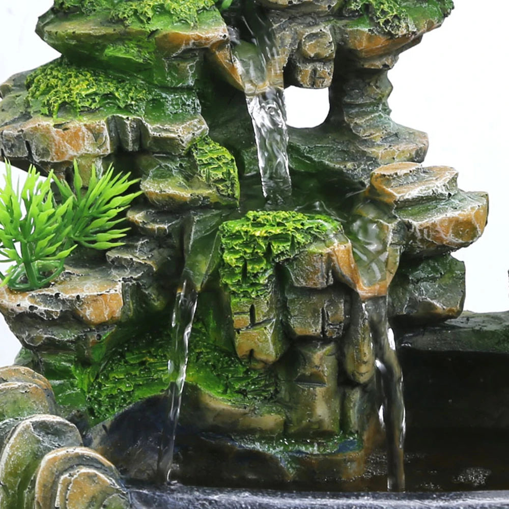 Resin Rockery LED Waterfall Humidifier – Feng Shui Indoor Fountain