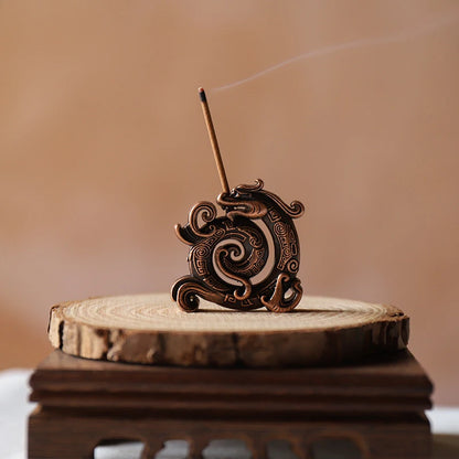 Lucky Feng Shui Copper Chinese Dragon Incense Holder