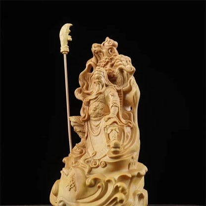 Wooden Loyalty Guan Gong Figure Statue Solid Wood Carving China Luckfalls Guan Yu Home Room, Office Decoration Art  Accessories