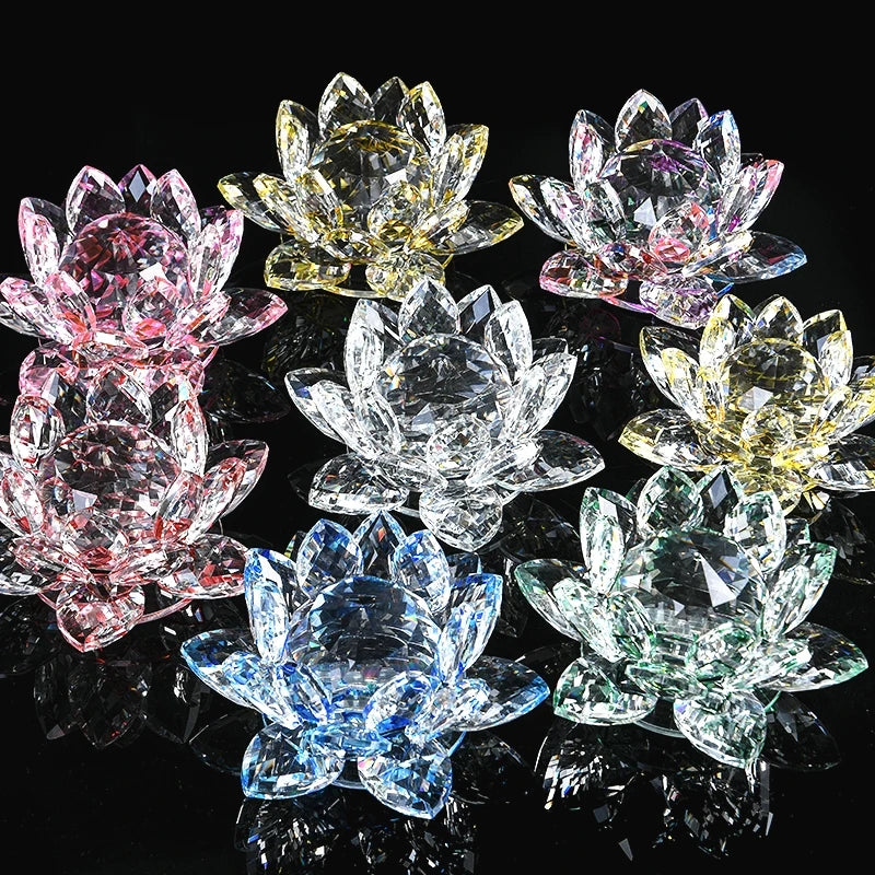 Feng Shui Crystal Lotus Flower Paperweight – Glass Ornaments for Home, Wedding, Party Decor