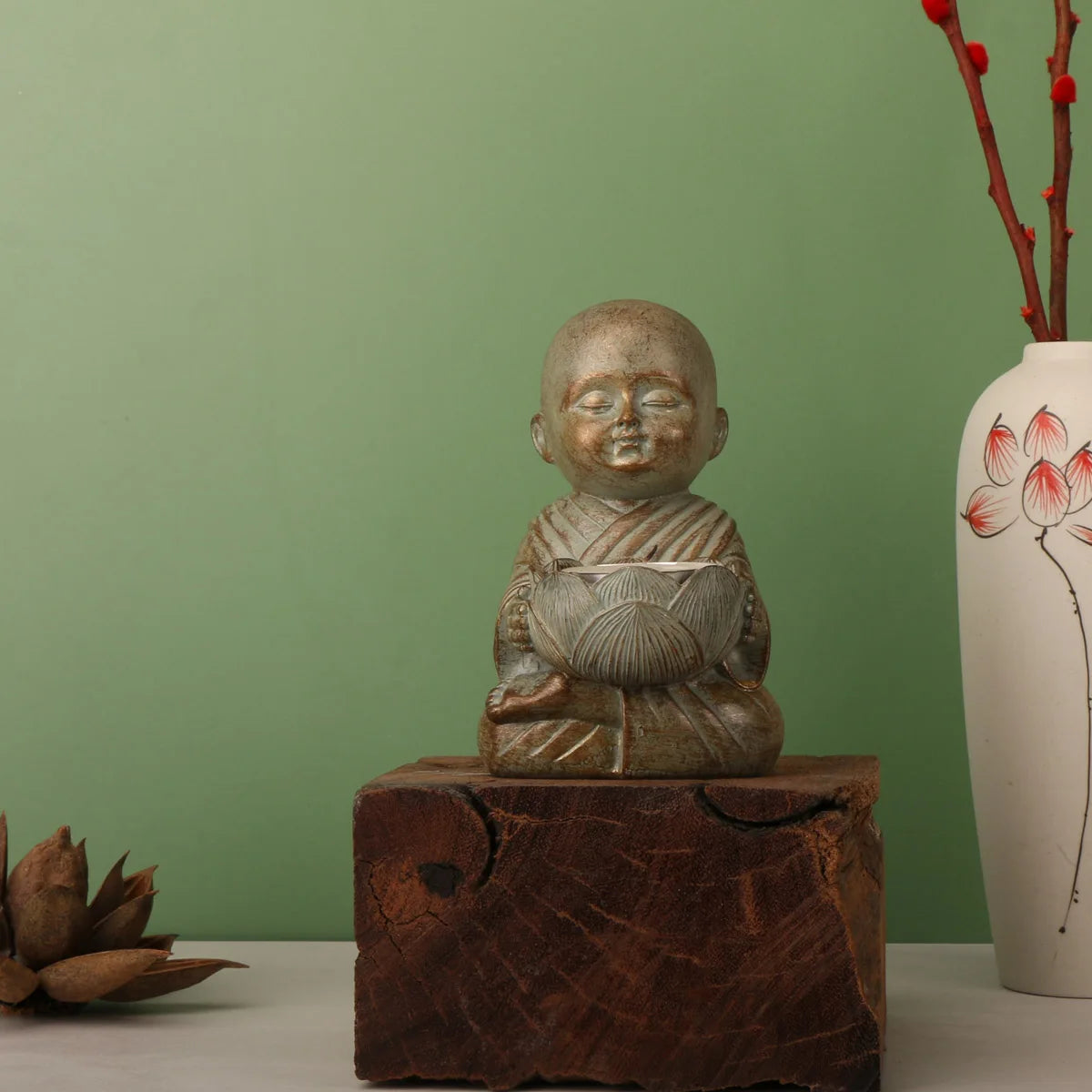 Zen Small Buddha Statue Candlestick