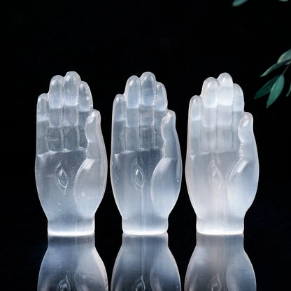 Natural White Selenite Hamsa Hand Figurine – Protection and Healing