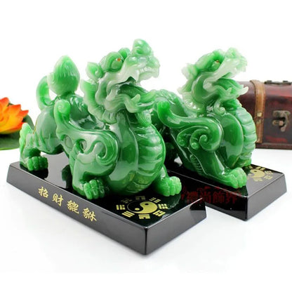 Imitation Jade Decorative Pixiu Ornament Statue Resin Modern Art Sculpture Home Living Room Office Feng Shui Statue