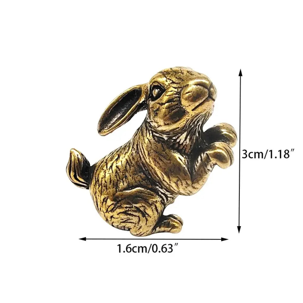 Brass Rabbit Figurine - Charming Chinese Zodiac Desk Ornament