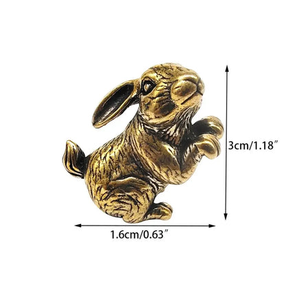Brass Rabbit Figurine - Charming Chinese Zodiac Desk Ornament