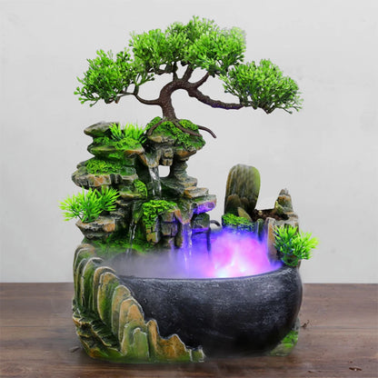 Resin Rockery LED Waterfall Humidifier – Feng Shui Indoor Fountain