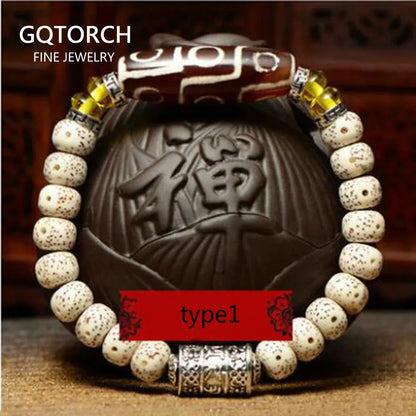 Natural Xingyue Bodhi Seed Bracelet With Dzi 9 Eyes Tibetan Buddhism Mala Beads Bracelet Unisex Prayer Meditation OM Jewelry