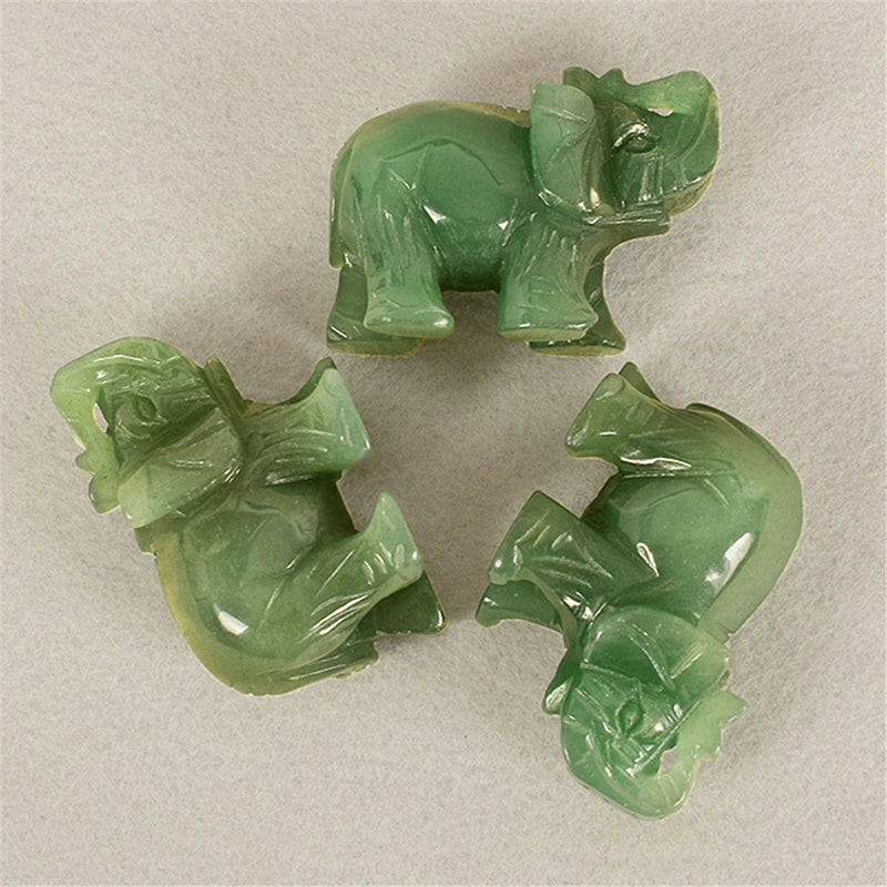 Lucky Elephant Green Aventurine Jade Stone Feng Shui Statue – Symbol of Strength & Prosperity