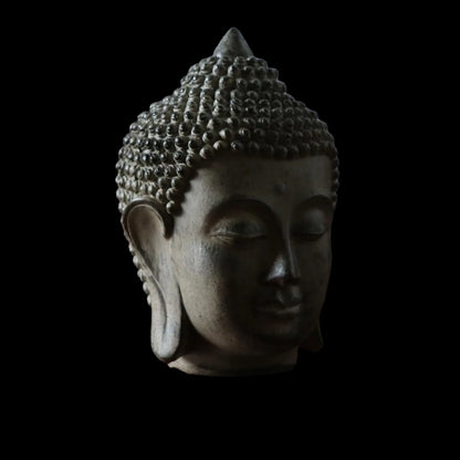 Hand-Carved Tathagata Head Resin Statue – Feng Shui Home Decor for Good Luck